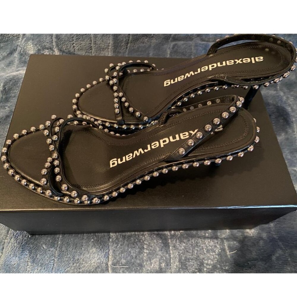 ALEXANDER WANG NOVA LOW HEELED SANDALS BLACK